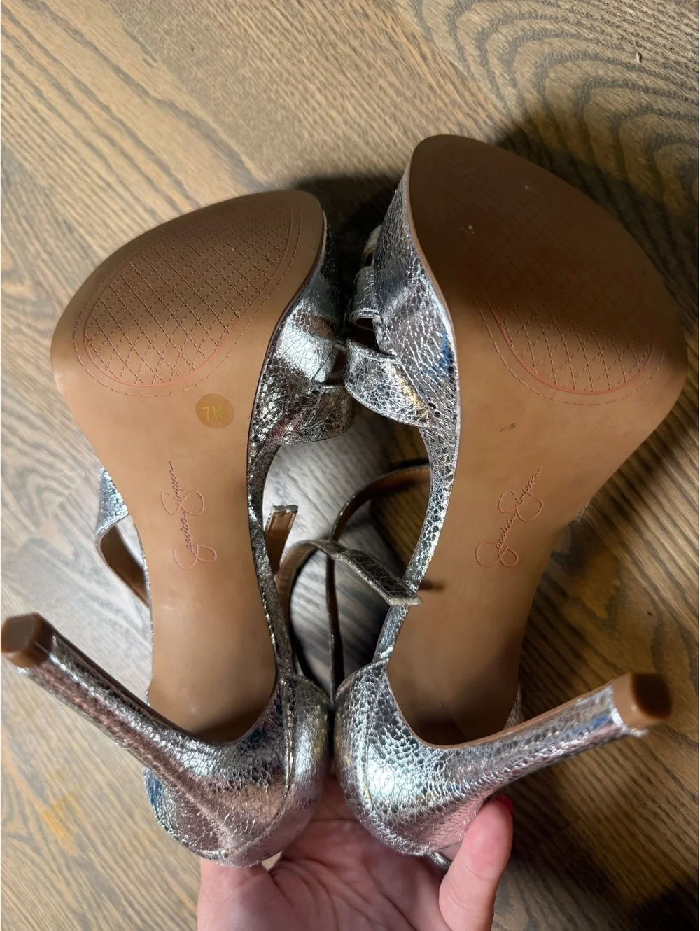 Jessica Simpson Silver Metallic High Heel Platform Sandals